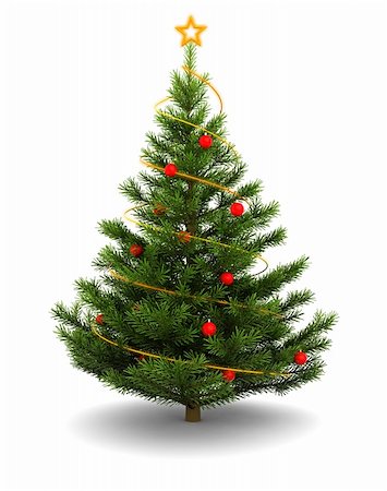 3d illustration of christmas tree, over white background Stock Photo - Budget Royalty-Free & Subscription, Code: 400-05733736