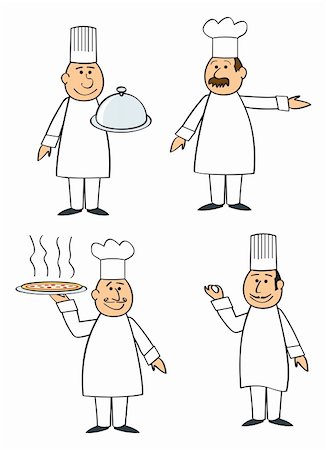 diner cook - Four different cartoon chefs in various poses and with different entrees. Stock Photo - Budget Royalty-Free & Subscription, Code: 400-05733794