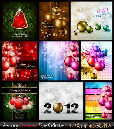 simsearch:400-08807089,k - Amazing Collection of Christmas Flyers: 9 stunning background for Seasonal Greetings . Stockbilder - Microstock & Abonnement, Bildnummer: 400-05733986