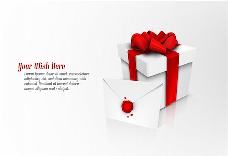 Christmas Gift Box with Red Ribbon Bow and Wax Sealed Envelope | EPS10 Vector Graphic | Separate Layers Named Accordingly Stock Photo - Budget Royalty-Free & Subscription, Code: 400-05744010
