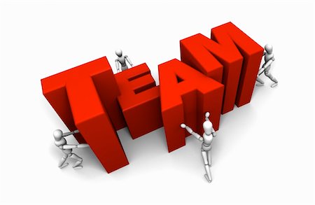 solutions team - Four 3D mannequins Pushing Together letters to form the Word TEAM in red. Stock Photo - Budget Royalty-Free & Subscription, Code: 400-05744208