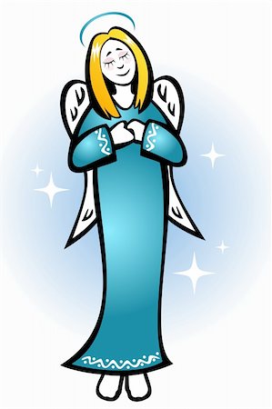 Stylized Christmas angel with stars on a blue background. Stock Photo - Budget Royalty-Free & Subscription, Code: 400-05744357