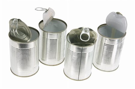 Empty Tin Cans on White Background Stock Photo - Budget Royalty-Free & Subscription, Code: 400-05744451