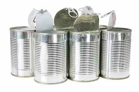 Empty Tin Cans on White Background Stock Photo - Budget Royalty-Free & Subscription, Code: 400-05744452