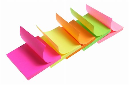 simsearch:400-05290222,k - Post-it Notepads on White Background Photographie de stock - Aubaine LD & Abonnement, Code: 400-05744539