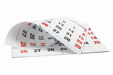 simsearch:400-04777485,k - Calendar on Isolated White Background Fotografie stock - Microstock e Abbonamento, Codice: 400-05744532