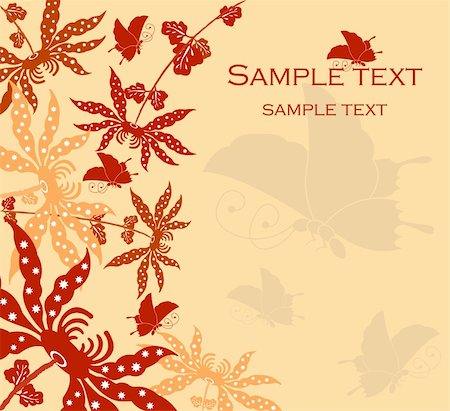 Vector image of Floral greeting card with butterflies Stock Photo - Budget Royalty-Free & Subscription, Code: 400-05744725