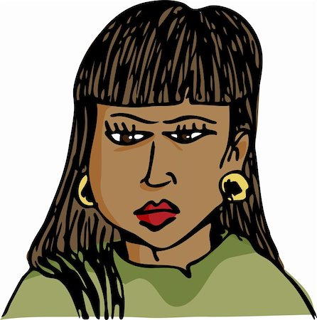 pokerface - Beautiful Latin American woman with earrings and mad face Stockbilder - Microstock & Abonnement, Bildnummer: 400-05745079