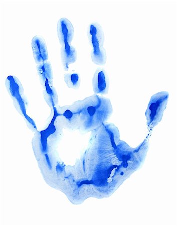 simsearch:400-03986982,k - Hand print with blue color isolated on white background Photographie de stock - Aubaine LD & Abonnement, Code: 400-05745123