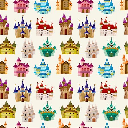 simsearch:400-04415246,k - cartoon Fairy tale castle seamless pattern Foto de stock - Royalty-Free Super Valor e Assinatura, Número: 400-05745137