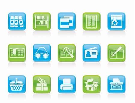 Library and books Icons - vector icon set Stock Photo - Budget Royalty-Free & Subscription, Code: 400-05745150