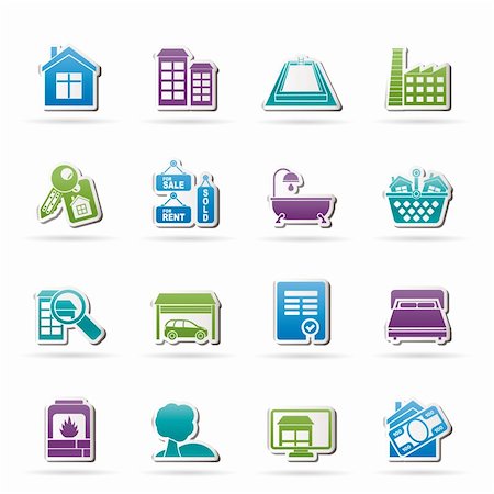 simsearch:400-08967527,k - Real Estate objects and Icons - Vector Icon Set Stock Photo - Budget Royalty-Free & Subscription, Code: 400-05745153