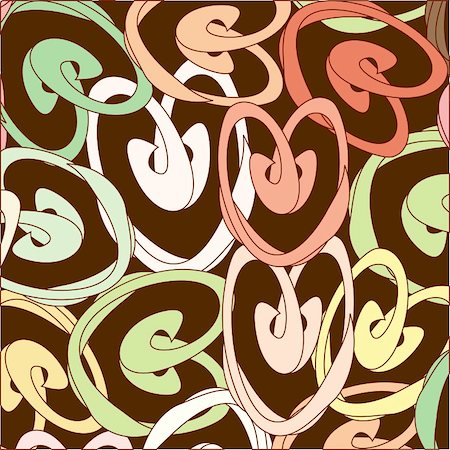 penzurova (artist) - Varicoloured hearts on brown background, vector, illustration Foto de stock - Super Valor sin royalties y Suscripción, Código: 400-05745213