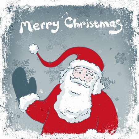 simsearch:400-08299399,k - Christmas vintage card with Santa. Vector, EPS8. Stockbilder - Microstock & Abonnement, Bildnummer: 400-05745258