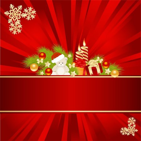 Christmas card background with decorations. Vector illustration. Stock Photo - Budget Royalty-Free & Subscription, Code: 400-05745304
