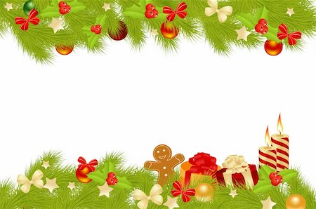 Christmas card background with decorations. Vector illustration. Stock Photo - Budget Royalty-Free & Subscription, Code: 400-05745306