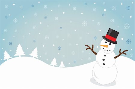 simsearch:400-04048124,k - Snowy merry Christmas snowman and trees Stock Photo - Budget Royalty-Free & Subscription, Code: 400-05745451