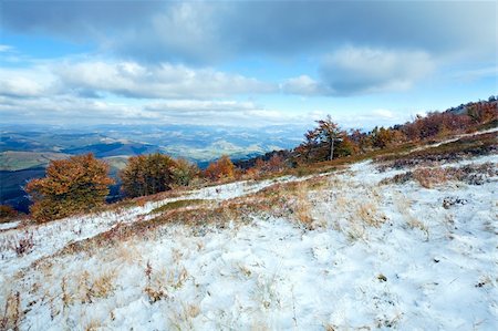 October Carpathian mountain Borghava plateau with first winter snow and autumn colorful foliage Stock Photo - Budget Royalty-Free & Subscription, Code: 400-05745588