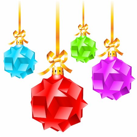 single christmas ball ornament - Abstract colorful Christmas decorations.  Illustration on white background Stock Photo - Budget Royalty-Free & Subscription, Code: 400-05745649