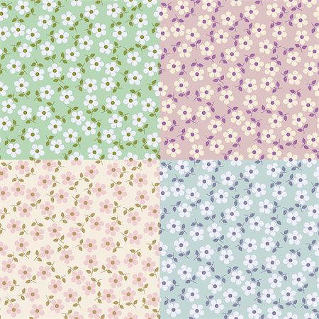 Set of Flower seamless patterns. Illustration for design Stock Photo - Budget Royalty-Free & Subscription, Code: 400-05745651