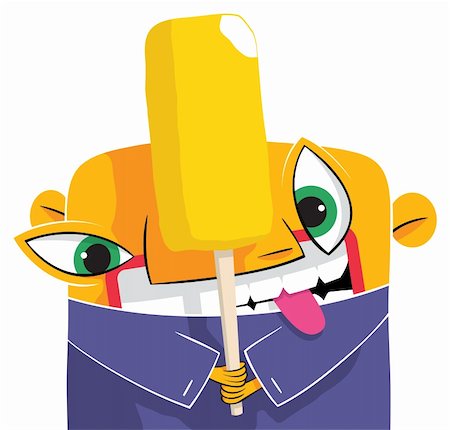 excited ice cream - Illustration of an excited man-like creature holding a big portion of ice cream Stock Photo - Budget Royalty-Free & Subscription, Code: 400-05745923