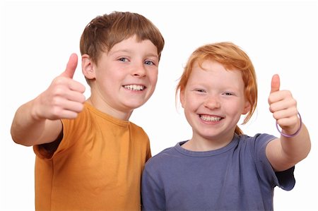 simsearch:400-03952911,k - Portrait of to happy kids with thumbs up Stock Photo - Budget Royalty-Free & Subscription, Code: 400-05745948