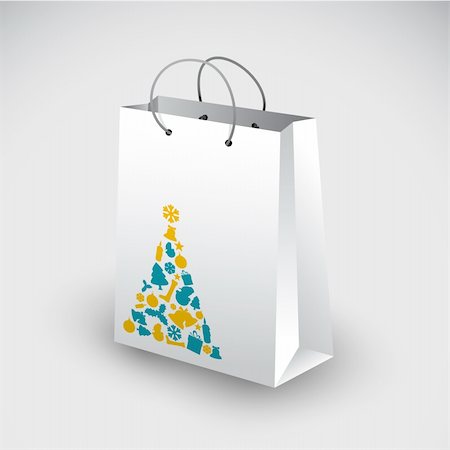 simsearch:400-06565673,k - White shopping bag with christmas tree motive Stock Photo - Budget Royalty-Free & Subscription, Code: 400-05746013