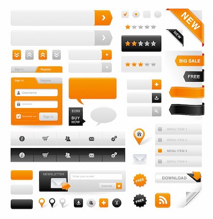 Large set of icons, buttons and menus for websites Stock Photo - Budget Royalty-Free & Subscription, Code: 400-05746106