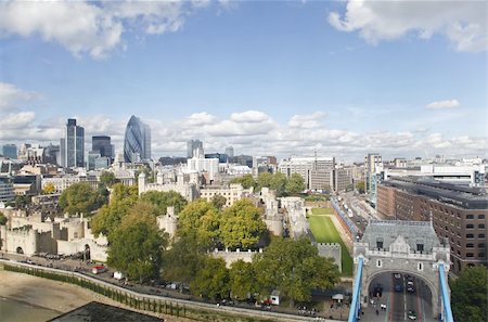 View of the Tower of London and The Gherkin from the top of the Tower Bridge. Stock Photo - Budget Royalty-Free & Subscription, Code: 400-05746304