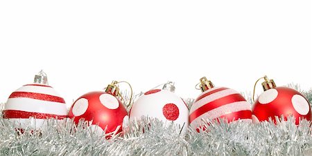 simsearch:400-05177572,k - Red christmas decoration ball on white background Stock Photo - Budget Royalty-Free & Subscription, Code: 400-05746421