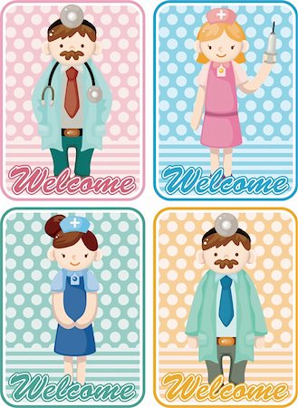 fake happiness mask - cartoon doctor and nurse card Stock Photo - Budget Royalty-Free & Subscription, Code: 400-05746494