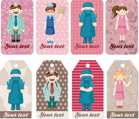 fake happiness mask - cartoon doctor and nurse card Stock Photo - Budget Royalty-Free & Subscription, Code: 400-05746498