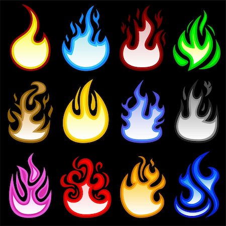 A set of flame icons. Stock Photo - Budget Royalty-Free & Subscription, Code: 400-05746517
