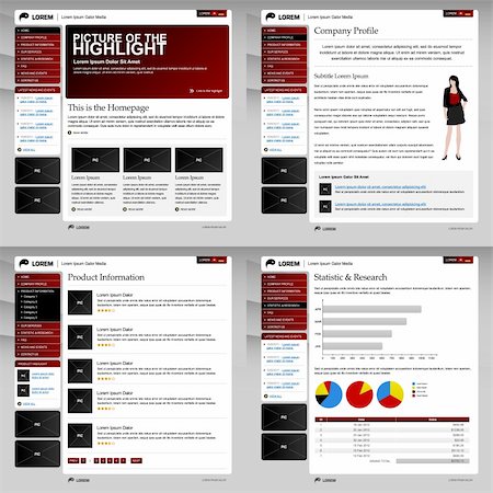 A web design template that contains different pages of web structure. Photographie de stock - Aubaine LD & Abonnement, Code: 400-05746535