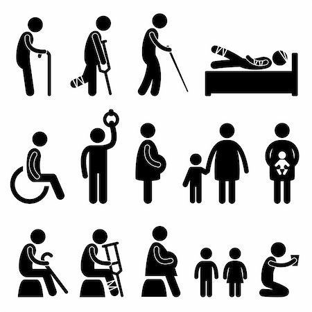 A set of pictogram showing the people in needs of priority. Foto de stock - Super Valor sin royalties y Suscripción, Código: 400-05746562