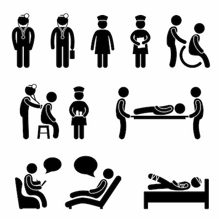 psychology couch - A set of human figure showings doctor, nurse, and patient in a hospital. Stock Photo - Budget Royalty-Free & Subscription, Code: 400-05746580