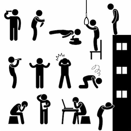 pictogram lines - A set of human figure showing desperation and suicidal attempt. Stock Photo - Budget Royalty-Free & Subscription, Code: 400-05746581