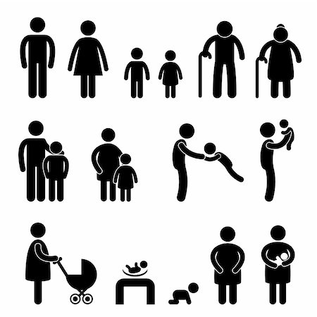 parent holding hands child silhouette - A set of people pictogram representing family. Stock Photo - Budget Royalty-Free & Subscription, Code: 400-05746592