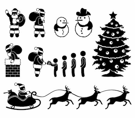 rooftop silhouette - A set of pictogram about Christmas and Santa Claus. Stock Photo - Budget Royalty-Free & Subscription, Code: 400-05746613