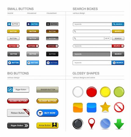 A set of buttons, box searches, and shapes for your web design. Stock Photo - Budget Royalty-Free & Subscription, Code: 400-05746625