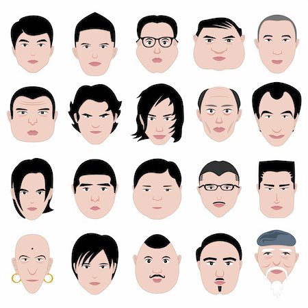 sad fat man - A set of man faces shape with different age. Stock Photo - Budget Royalty-Free & Subscription, Code: 400-05746644