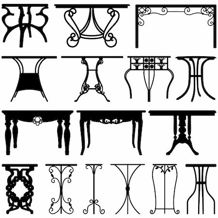 simsearch:400-04683565,k - A set of unique table and desk design in silhouette. Stock Photo - Budget Royalty-Free & Subscription, Code: 400-05746659