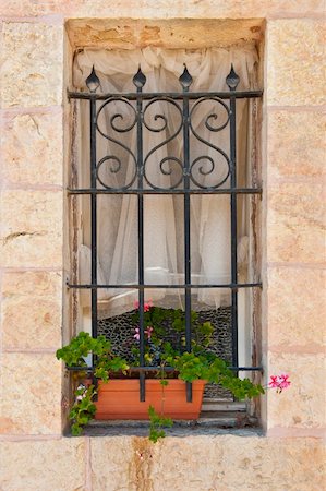 exterior window designs frames - Israel Window Decorated With Fresh Flowers Stock Photo - Budget Royalty-Free & Subscription, Code: 400-05746809
