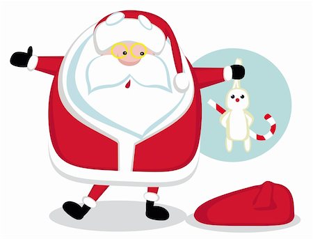 simsearch:400-08491713,k - Cartoon Santa holding a rabbit. Vector illustration Stock Photo - Budget Royalty-Free & Subscription, Code: 400-05746941