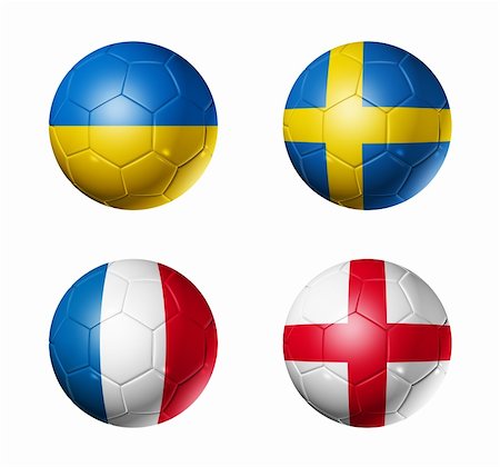 euro 2012 - 3D soccer balls with group D teams flags. UEFA euro football cup 2012. isolated on white Stock Photo - Budget Royalty-Free & Subscription, Code: 400-05747264