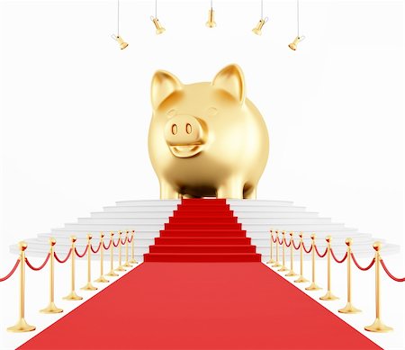 simsearch:400-05884579,k - golden piggy bank on the red carpet - rendering Foto de stock - Super Valor sin royalties y Suscripción, Código: 400-05747413