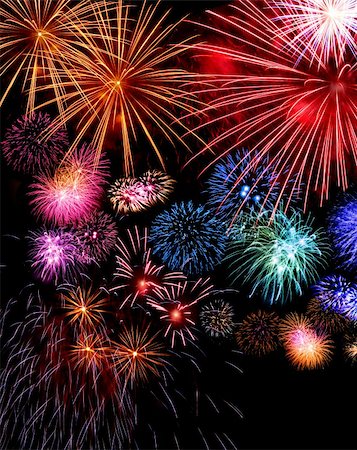 sparkling nights sky - Big fireworks festive display collection against dark sky background Stock Photo - Budget Royalty-Free & Subscription, Code: 400-05747558