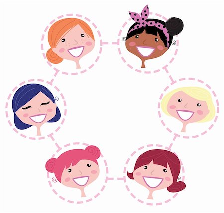 people circle network - Cute multicultural woman in circle. Vector Illustration. Stock Photo - Budget Royalty-Free & Subscription, Code: 400-05747599