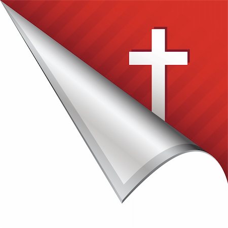 simsearch:400-05742497,k - Christian cross icon on vector peeled corner tab suitable for use in print, on websites, or in advertising materials. Foto de stock - Royalty-Free Super Valor e Assinatura, Número: 400-05747629