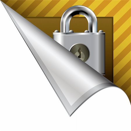 simsearch:400-05742513,k - Secure or lock icon on vector peeled corner tab suitable for use in print, on websites, or in advertising materials. Stock Photo - Budget Royalty-Free & Subscription, Code: 400-05747635